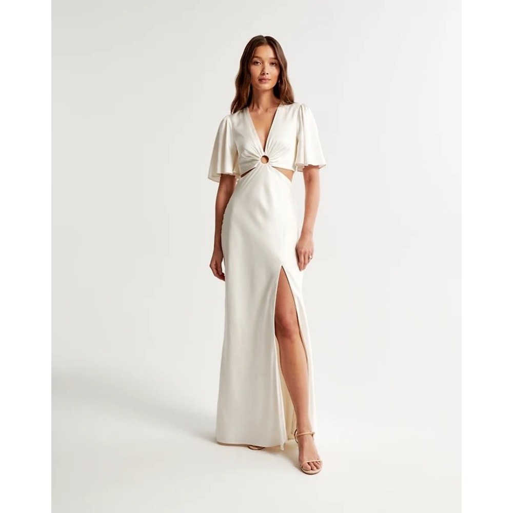 Abercrombie & Fitch Angel Sleeve O-Ring Cutout Maxi Dress Bridal Rehearsal Small